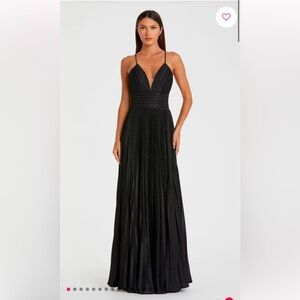 Mac Duggal Pleated Empire-Waist Long A-Line Prom Dress